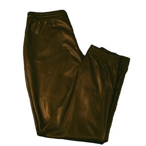 Studio Badgley Mischka pocketed faux leather pants black size L cuffed ankle NWT